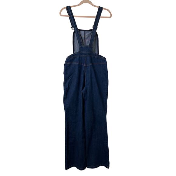 Sz 8 NWOT ModCloth Rainbow Denim Overalls Wide-Leg Embroidered Bib Retro Kidcore - Picture 8 of 10